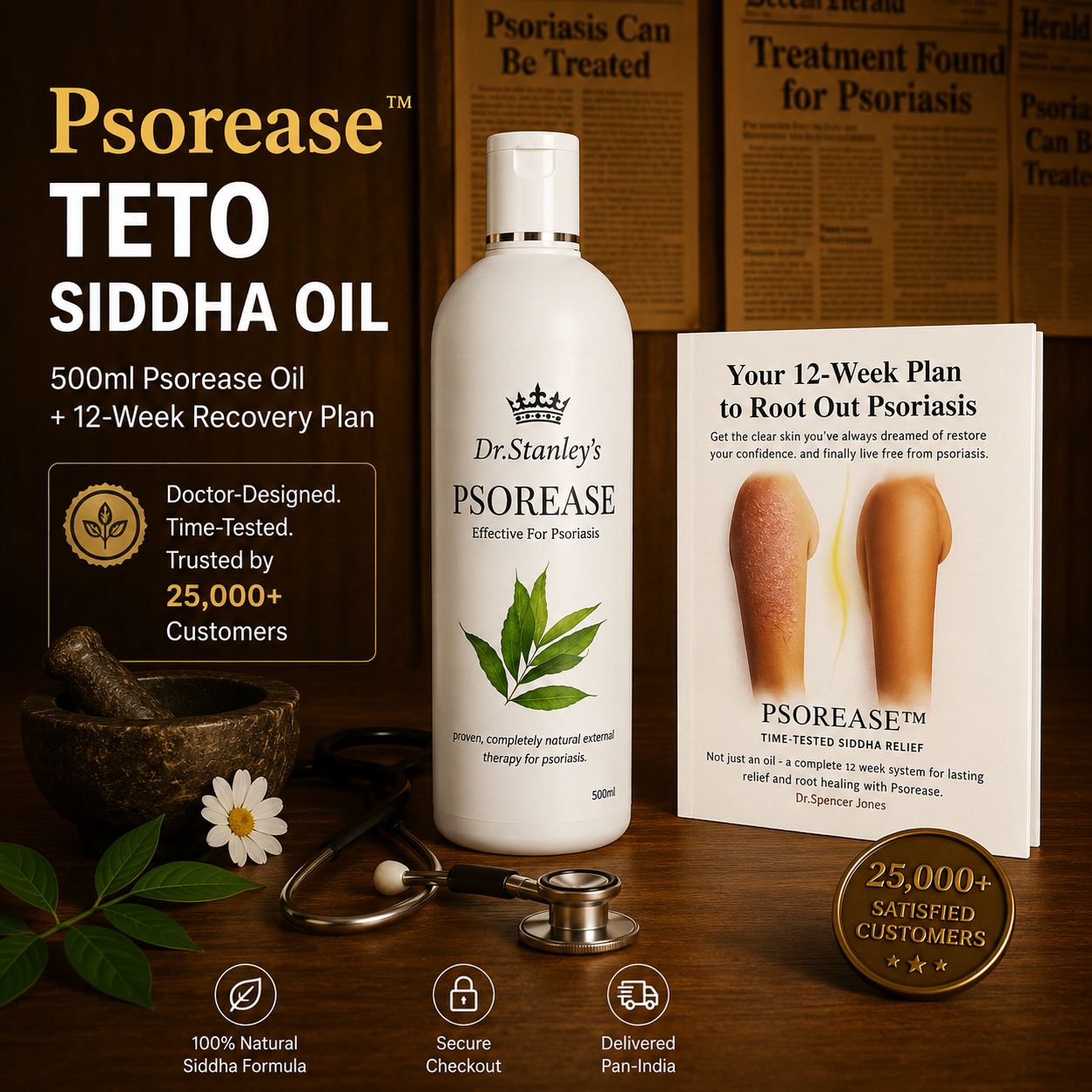 Psorease Psoriais TETO 500ml + 12-Week Plan